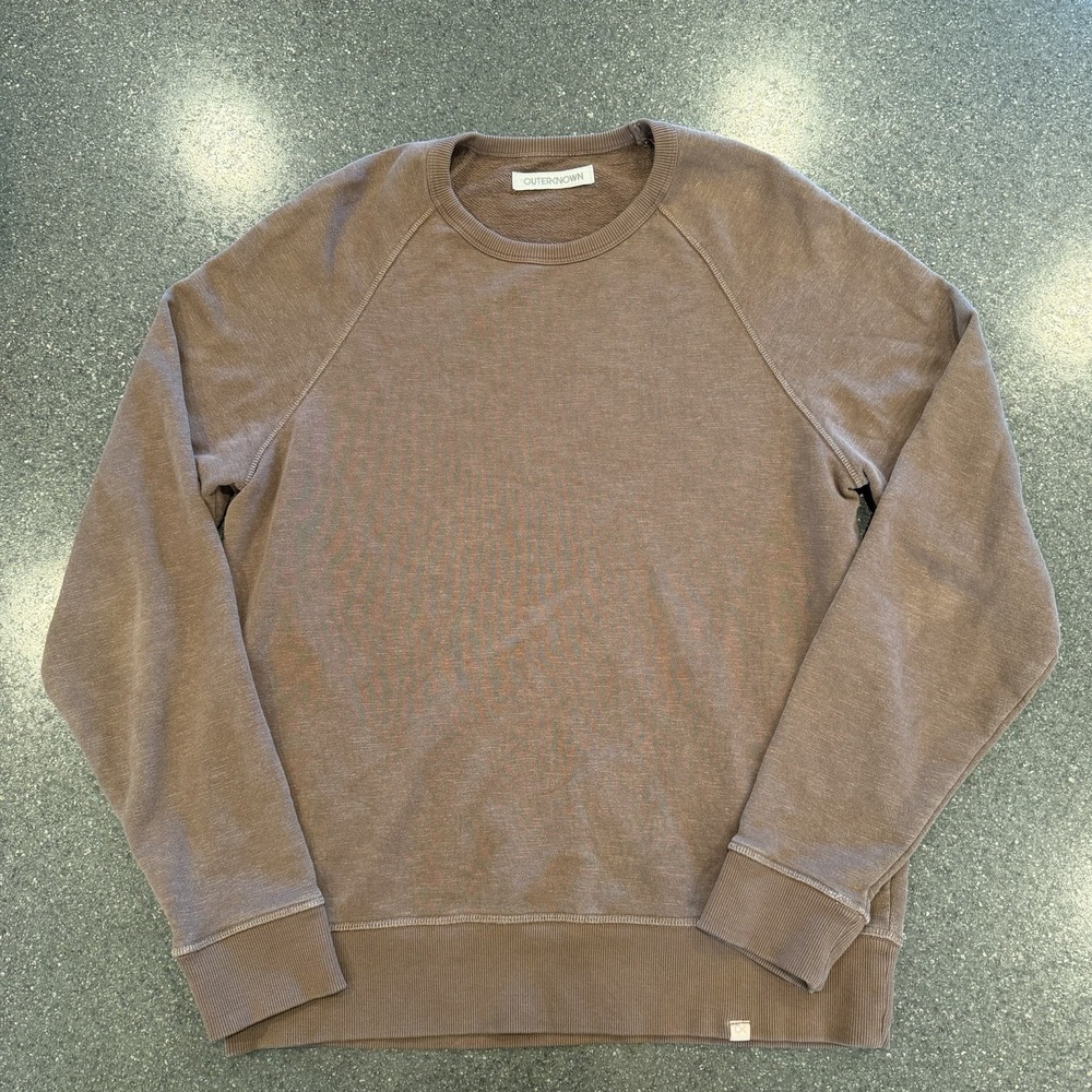 Outerknown Cotton Hemp Blend French Terry Sur Crewneck Brown Sweatshirt Men's M